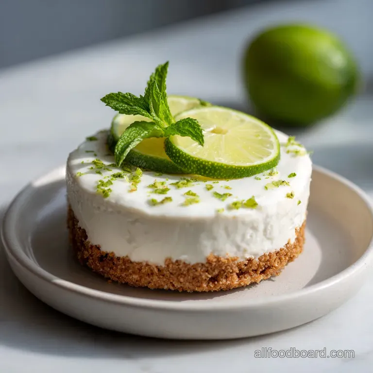 A neat row of mini key lime pies, each topped with a swirl of whipped cream and lime zest.