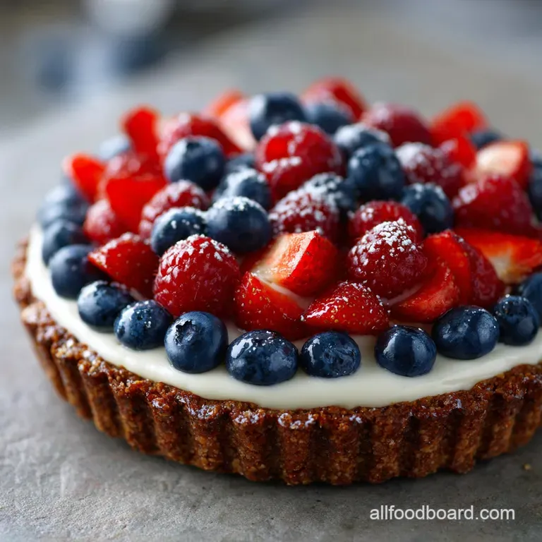 Patriotic 4Th of July Desserts: the Liberty Layer No-Bake Cheesecake Tart presentation