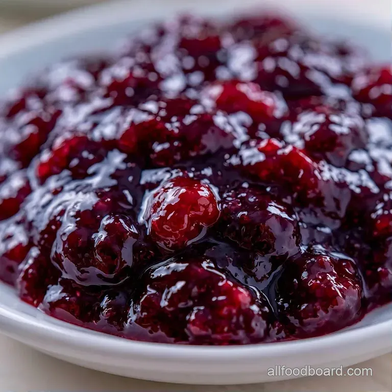 A dollop of dark purple preserve on buttered sourdough toast beside a rustic wooden spoon and linen napkin.