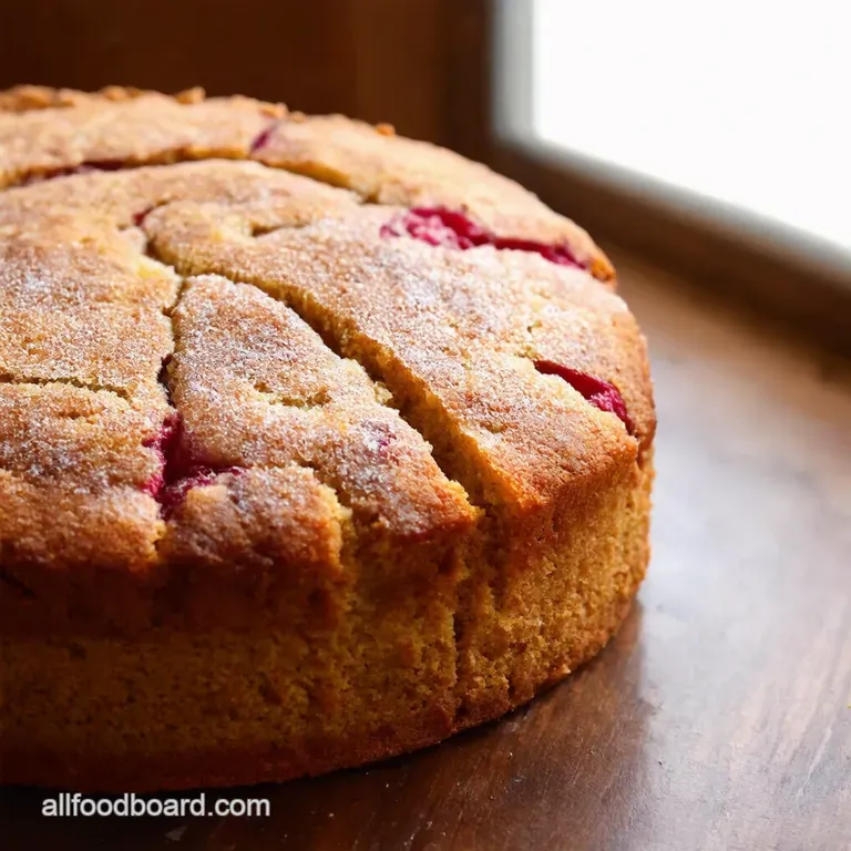 Omas Rhubarb Dream Cake presentation