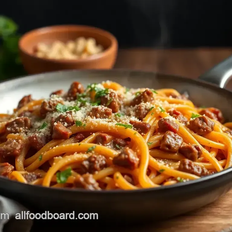 One-Pan Cheesy Beef Pasta Delight