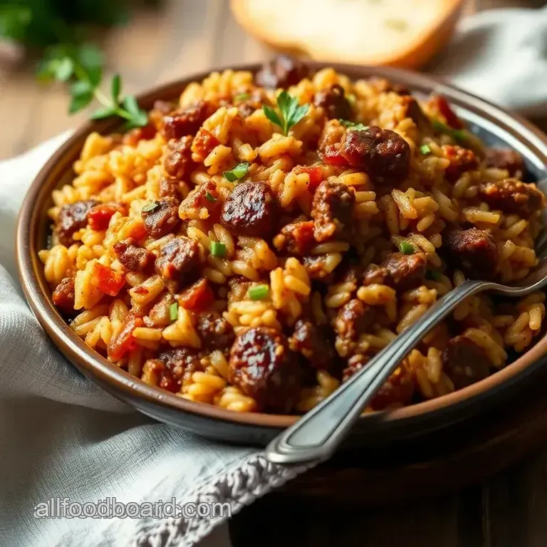 Hearty One Pot Beef Rice Casserole in 40 Minutes presentation
