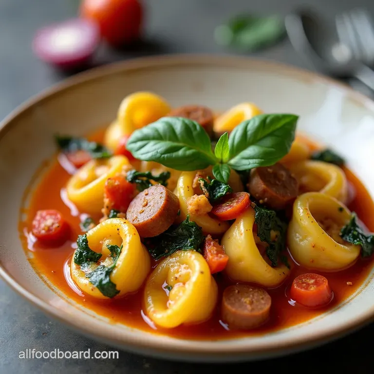 30Minute Creamy One Pot Tortellini with Sausage Weeknight Comfort Tuscan Sunshine Sausage Spinach OnePot Tortellini