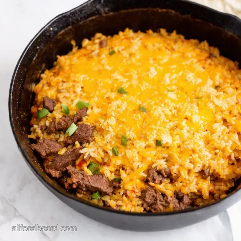 OnePan Beef Taco Skillet with Cheesy Rice