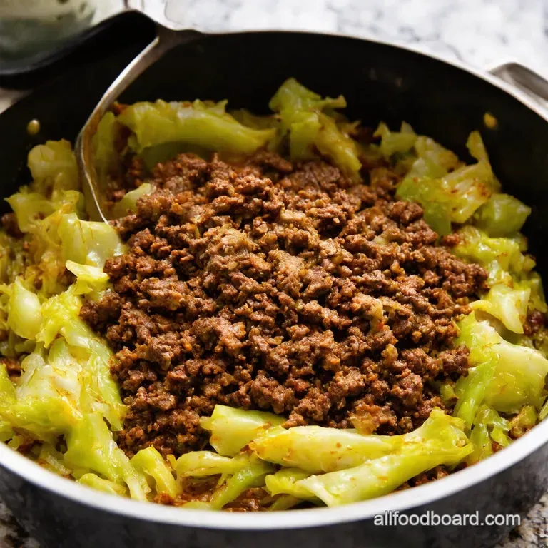 Onepan Paprika Ground Beef and Cabbage Skillet presentation