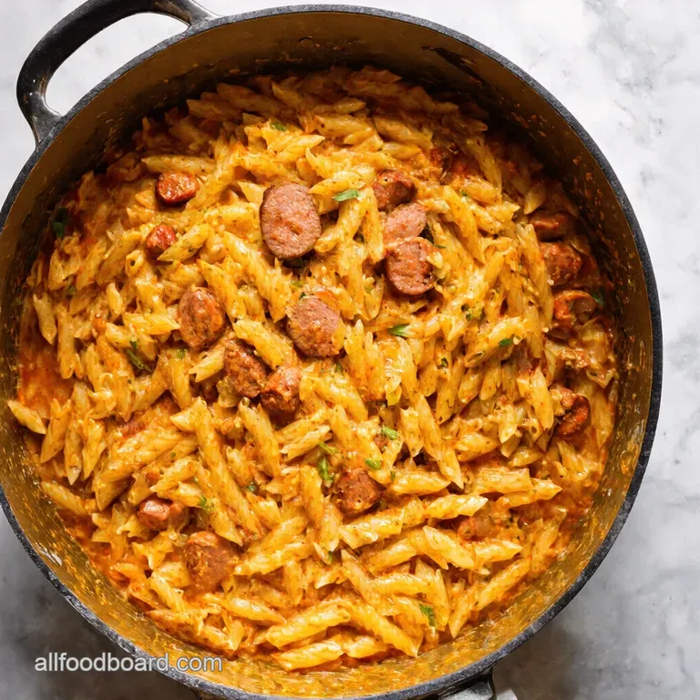 OnePot Garlic Butter Sausage Orzo presentation