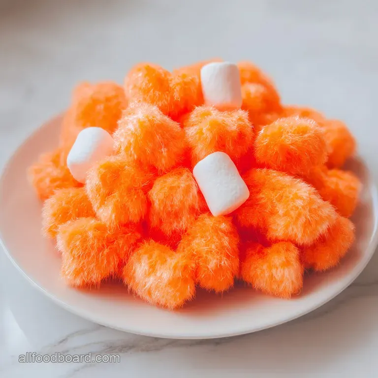 A neat scoop of airy, bright orange cream on a white porcelain plate, garnished with a fresh mint leaf and citrus.