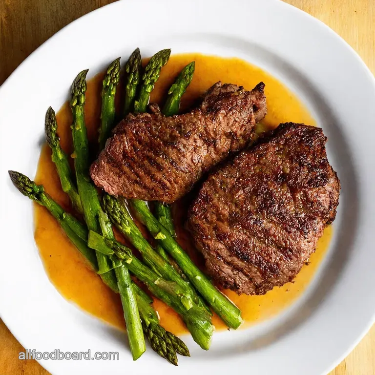 PanFried Steak with Garlicky Asparagus