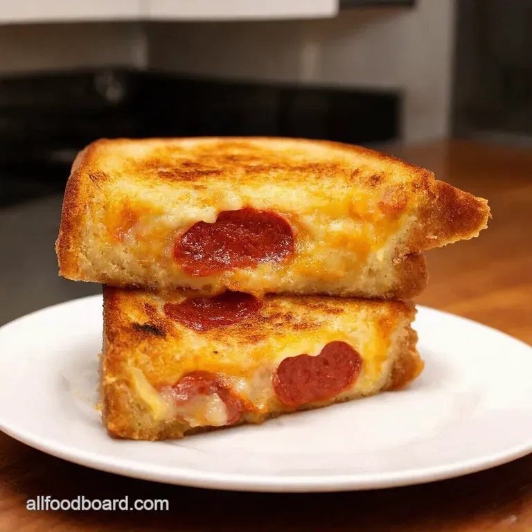 Pepperoni Pizza Grilled Cheese A Slice of Heaven Between Two Slices of Bread presentation