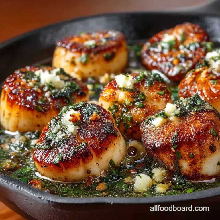 The Perfect Sear King Scallops with Lemony Garlic Basil Pan Butter presentation