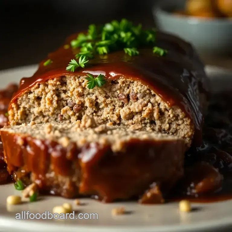 Perfectly Savory Meatloaf with a Sweet Glaze presentation