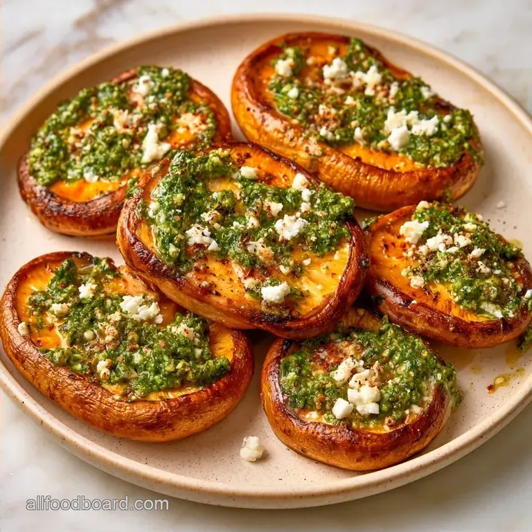 Pesto Mushroom Appetizer with Feta