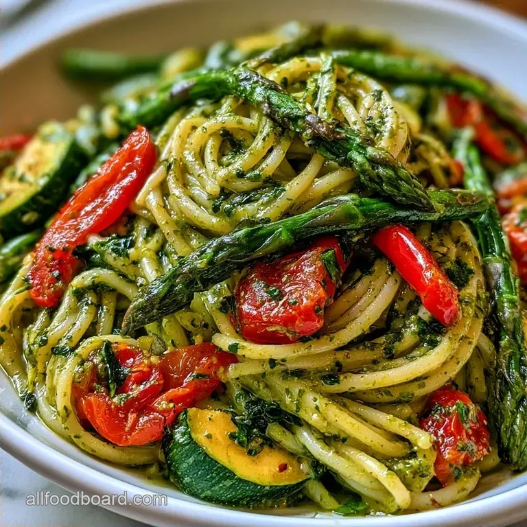 Pesto Veggie Pasta with Roasted Vegetables