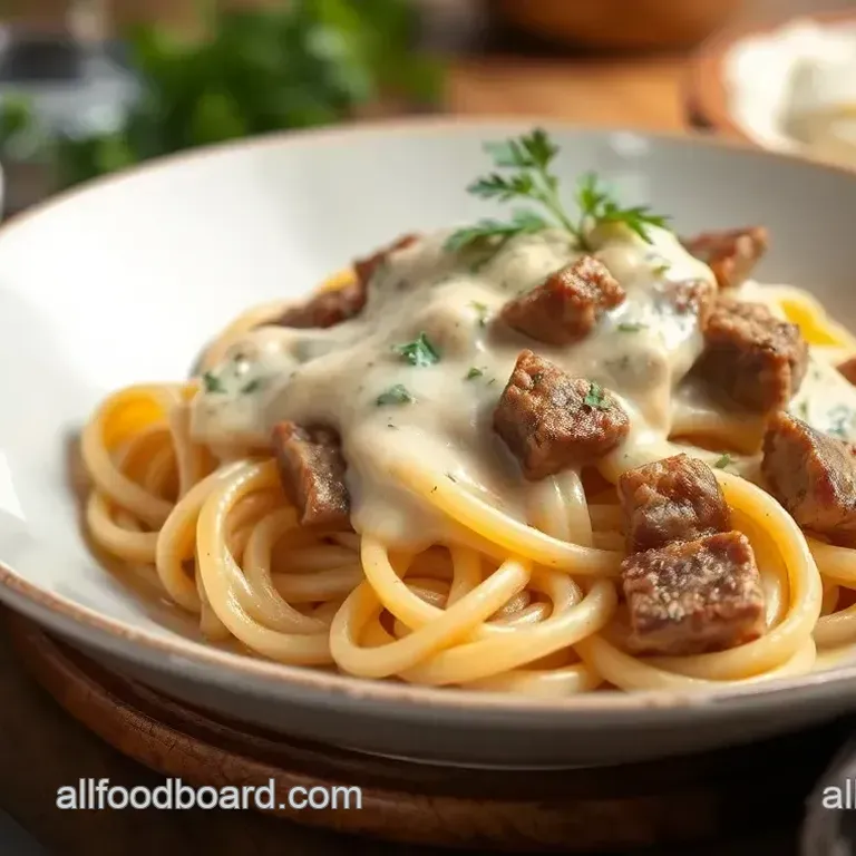 Sautéed Ribeye Pasta with Creamy Sauce