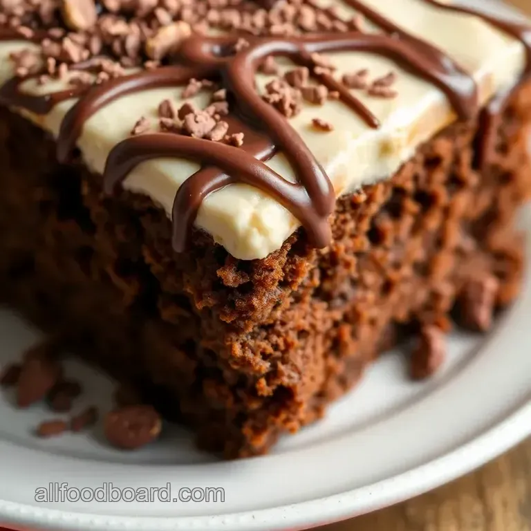 German Chocolate Poke Cake presentation