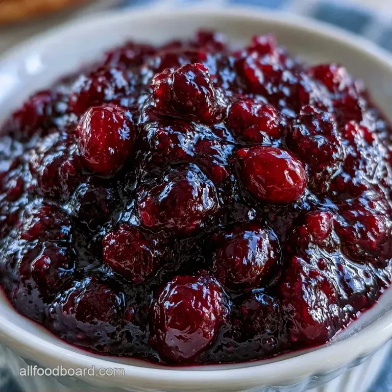 A swirl of thick, ruby-red fruit preserve atop a toasted sourdough slice with a pat of melting yellow butter.