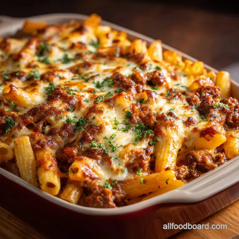 Extra Cheesy Baked Ziti: the Ultimate Brick Lane Bake (Meaty Creamy) presentation