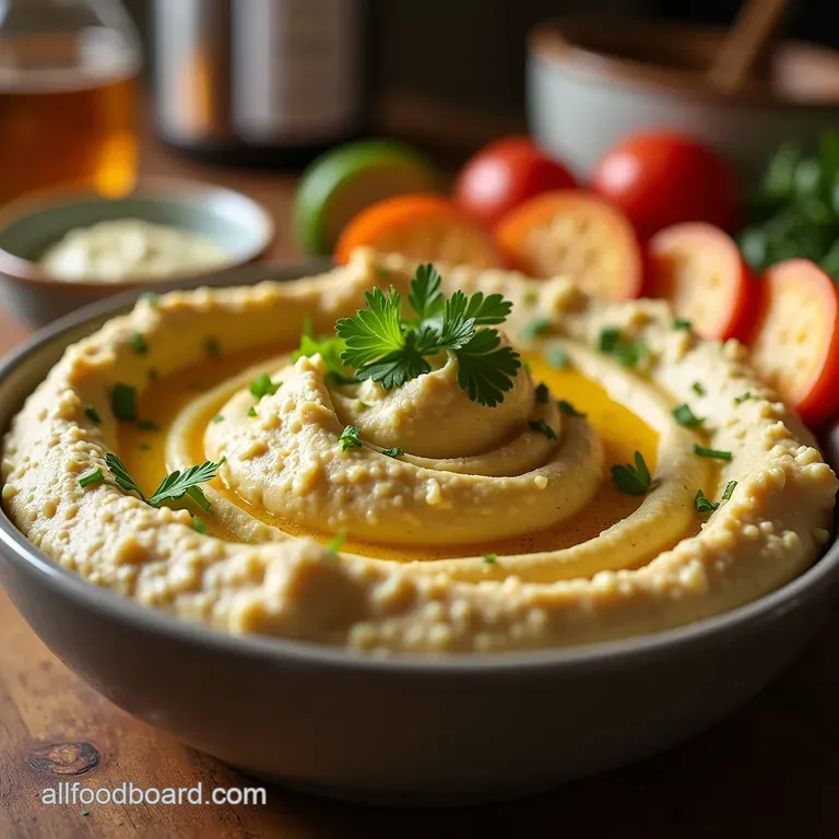 The No More Midday Slump Dip Ultracreamy Highprotein Hummus Cottage Cheese Fusion presentation