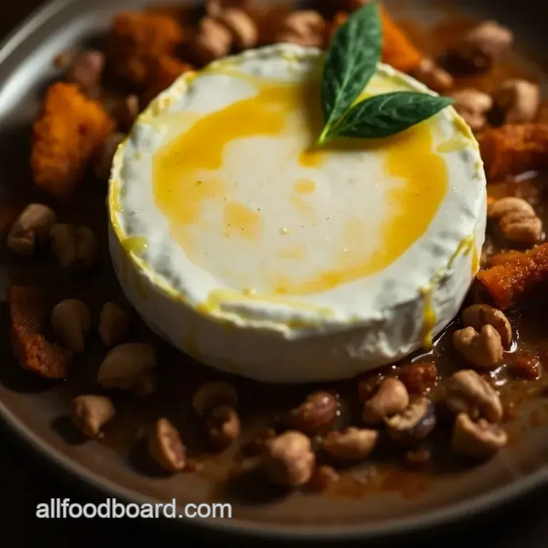 Pumpkin Spice Baked Brie with Hazelnuts & Sage presentation