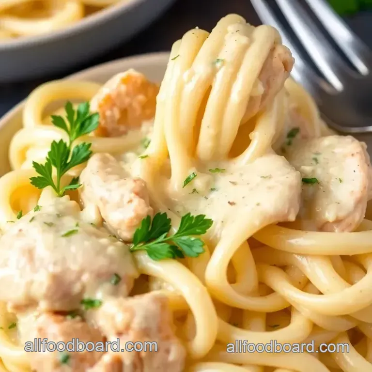 Cheesy Justalittlebite Chicken Alfredo presentation