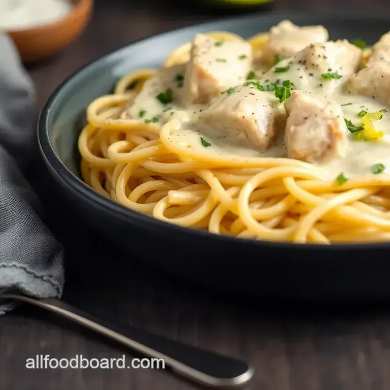Garlic Parmesan Chicken Pasta presentation