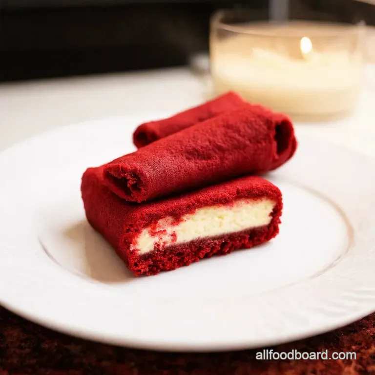 Red Velvet Cheesecake Egg Rolls presentation