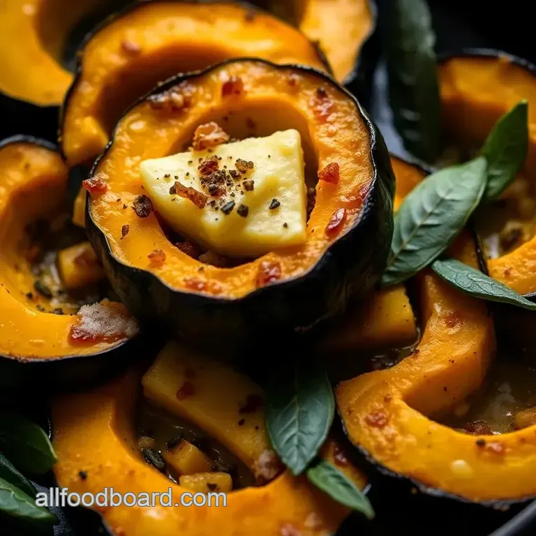 Roasted Acorn Squash with Sage Brown Butter & Pecans presentation