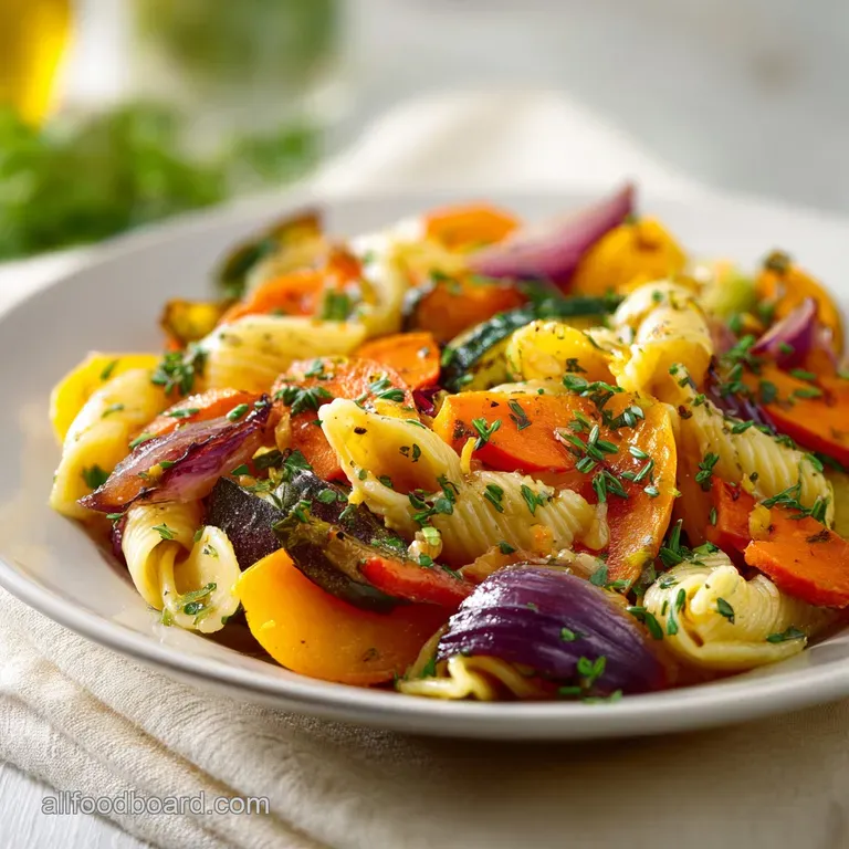Warm Roasted Fall Vegetable Pasta Salad