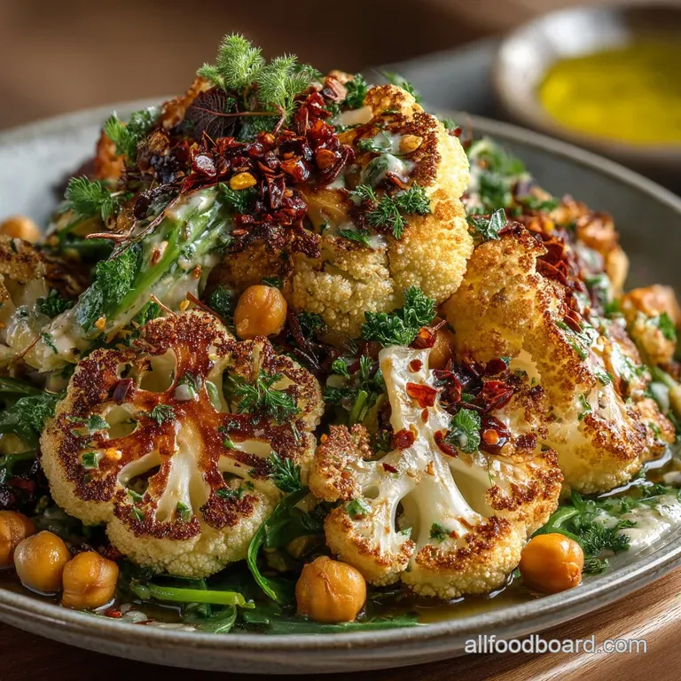 Crispy Herby Cauliflower Salad with Chickpeas and Zesty Tahini