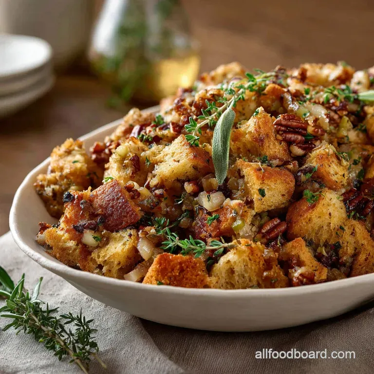 Apple Pecan Stuffing: Rustic Sage and Thyme Dressing presentation