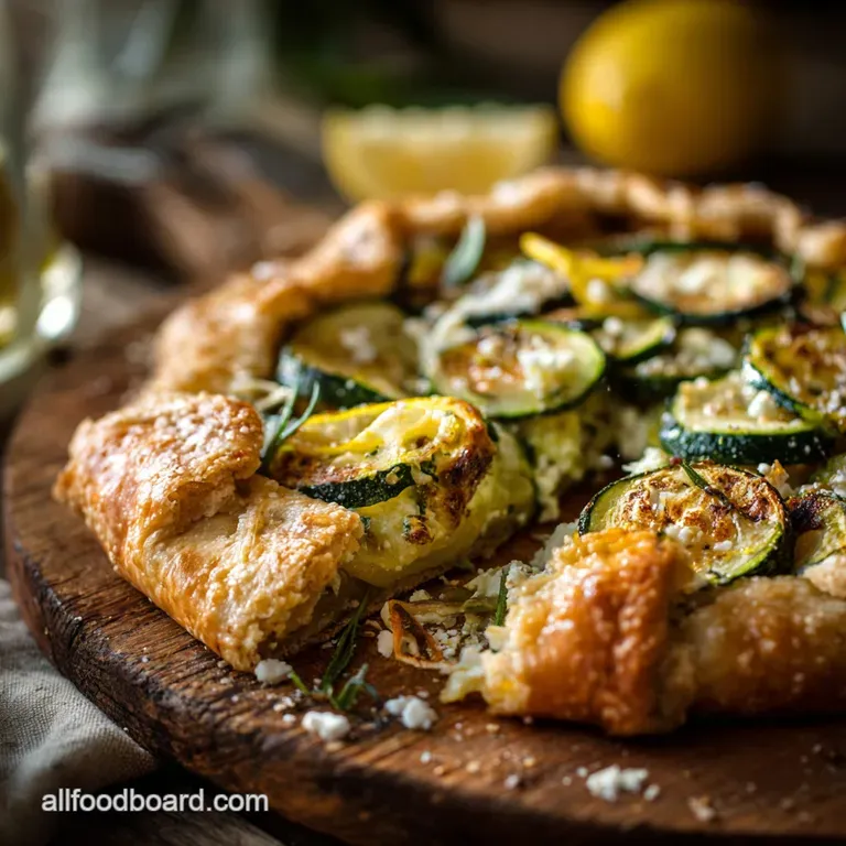 Zucchini Recipes: Flaky Summer Zucchini Ricotta Lemon Galette presentation