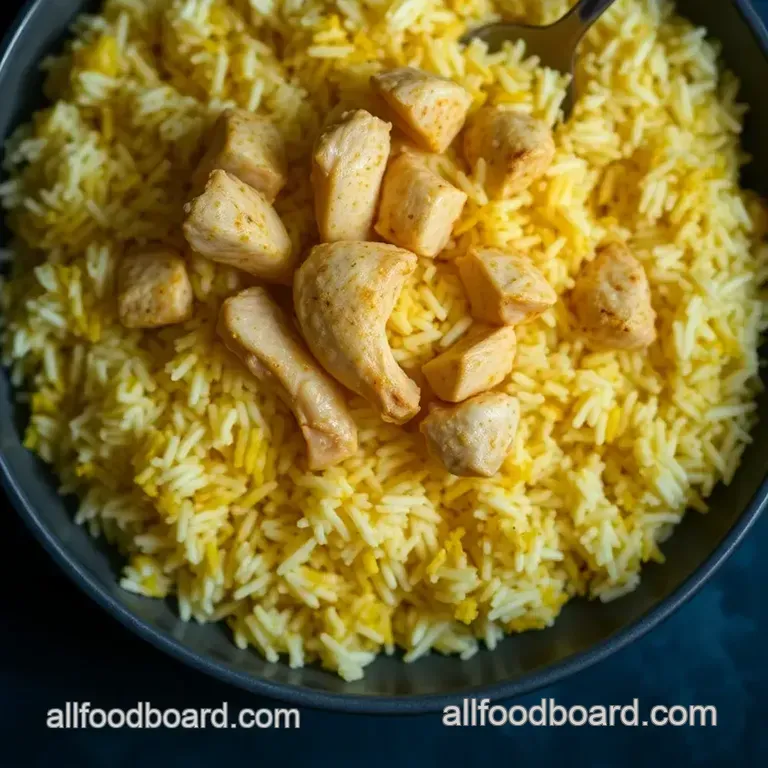 Saffron-Infused Chicken Yellow Rice: A Flavorful Classic presentation