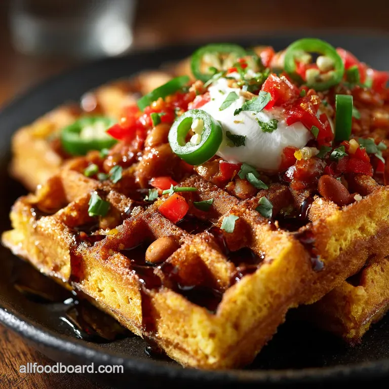 The Golden Grid Savoury Buttermilk Cornbread Waffles with Hearty Chili
