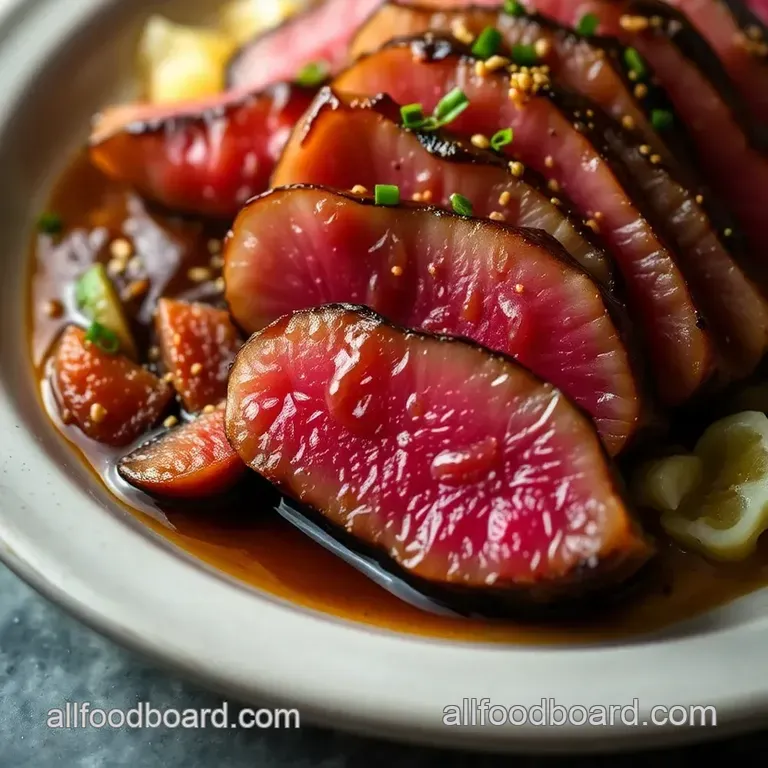 Seared Ahi Tuna with Soy-Mustard Glaze presentation