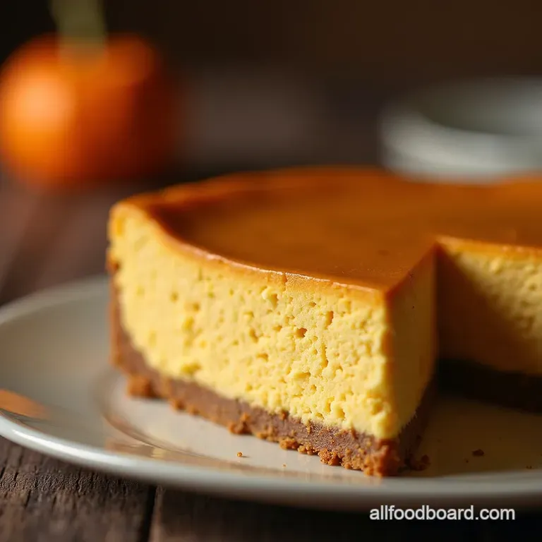 The Great British Bakeoff Inspired Silky Pumpkin Spiced Cottage Cheese Cheesecake presentation