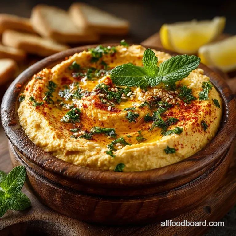 The Silky Smooth Standard Classic Authentic Hummus presentation