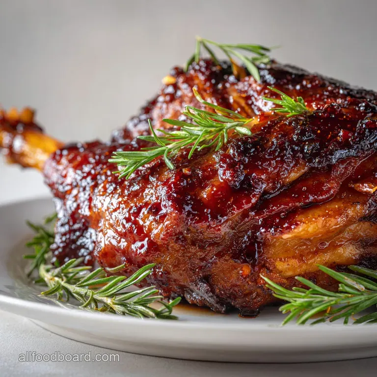 Slow Cooked Turkey Leg with Honey Glaze: Tender Sticky and Fall-Off-The-Bone presentation