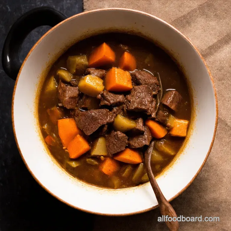 Slow Cooker Beef Tips and Root Vegetable Stew presentation