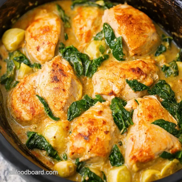 Slow Cooker Spinach Artichoke Chicken Dip Turned Dinner presentation