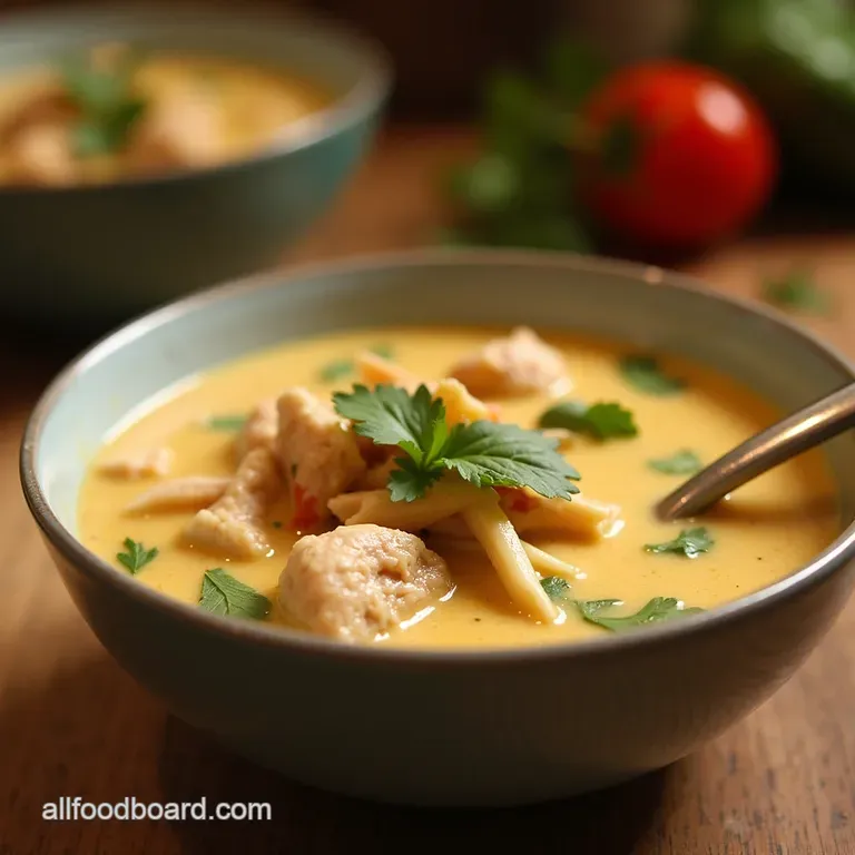 SetItandForgetIt Thai Coconut Chicken Soup The Lazy Cooks Tom Kha presentation