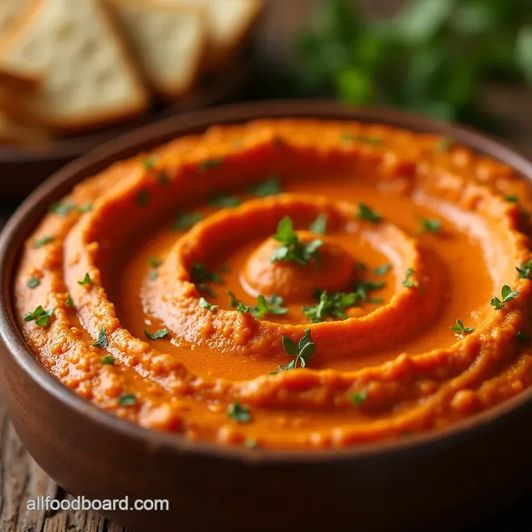Smoked Paprika Roasted Red Pepper Hummus the Ultimate Smooth Dip presentation