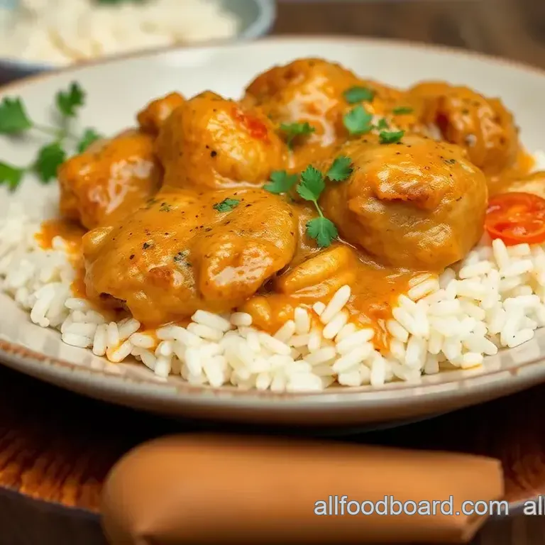 Cooked Smothered Chicken with Creamy Rice