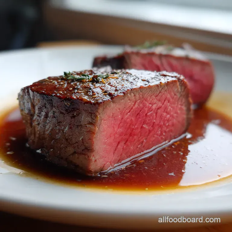 Sous Vide Beef Tenderloin with Shallotport Reduction presentation