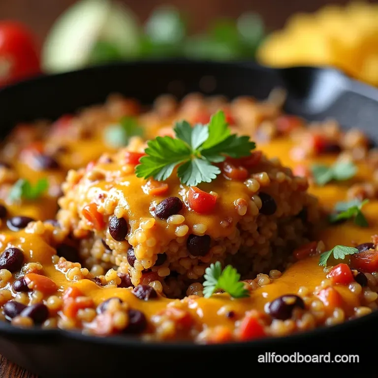 Southwest Fiesta Skillet Bake Black Bean Quinoa Cheesy Goodness presentation