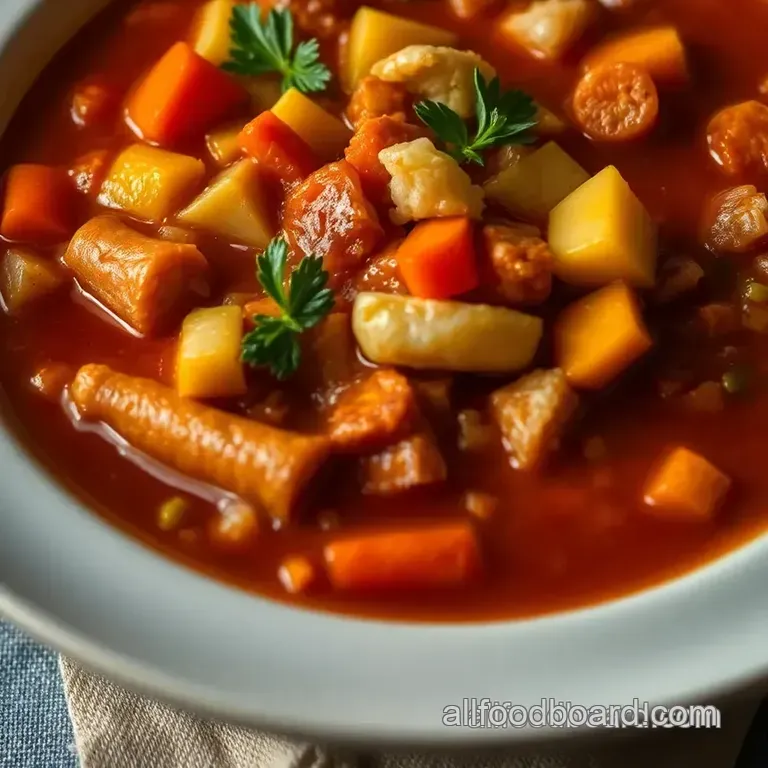 Spanish Chicken Soup with Chorizo and Chickpeas presentation
