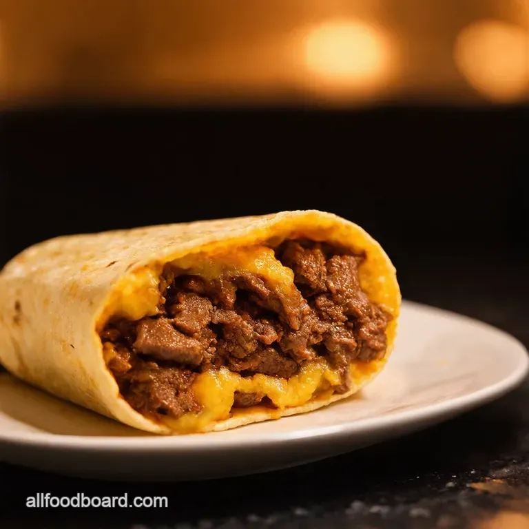 Spice Up Your Life Homemade Spicy Beefy Melt Burrito presentation