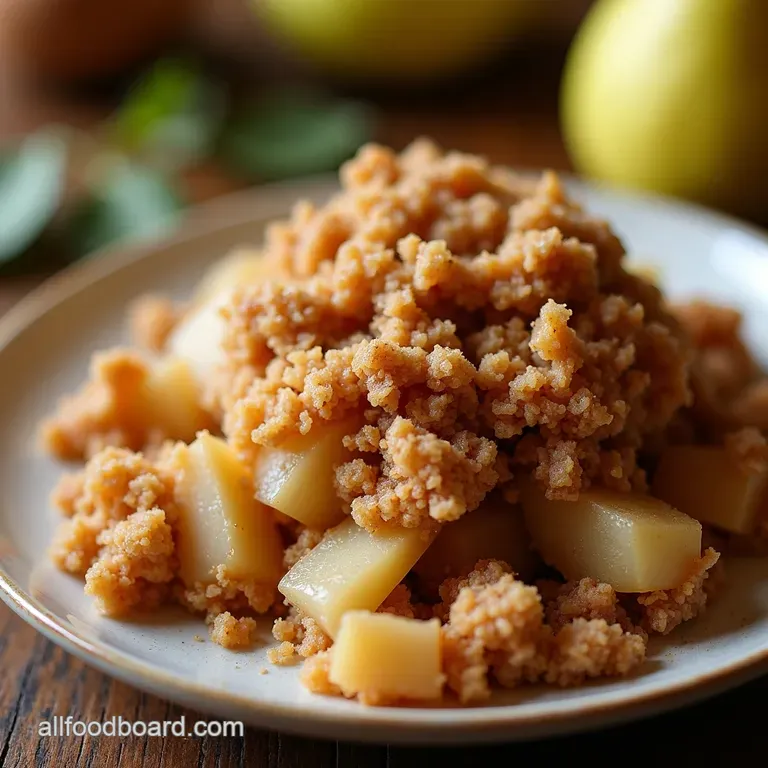 Spiced Pear Cranberry Crumble with Gingersnap Crunch presentation