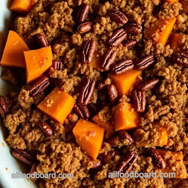 Spiced Sweet Potato Casserole with Pecan Crumble presentation