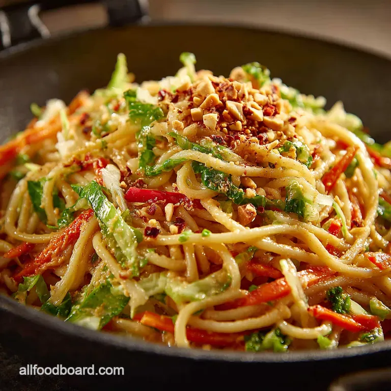 Spicy Peanut Noodles with Crunchy Veggies presentation