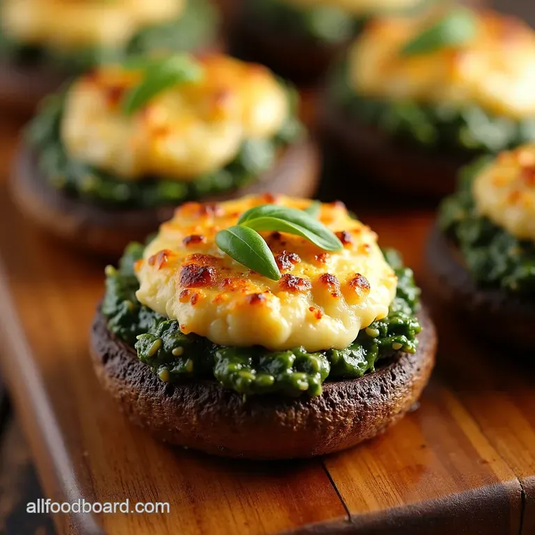 Spinach Artichoke Stuffed Portobello Mushrooms presentation